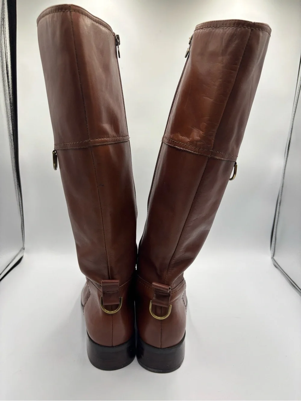 Vintage 90’s Etienne Aigner Riding Boot Sz 8.5 Cognac Leather Equestrian Preppy